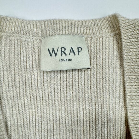 Wrap London Wool Blend Asymmetrical Hem Sweater Size 6 Ivory V Neck - Picture 8 of 10